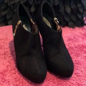 Black Booties with Gold Zipper